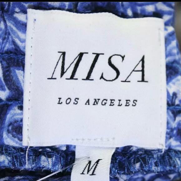 Misa Los Angeles Marion Tiered Chiffon Mini Skirt Mixed Tile Print M - Picture 9 of 11